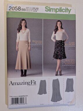 Simplicity Amazing Fit Collection Women's Skirt Sewing Pattern 2058 Size 20W-28W